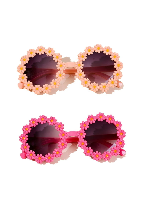 2Pcs Toddler Sunglasses,Curved Temple Arms Kids Sunglasses,Comfortable Fit Toddler Girl Sunglasses,Style1