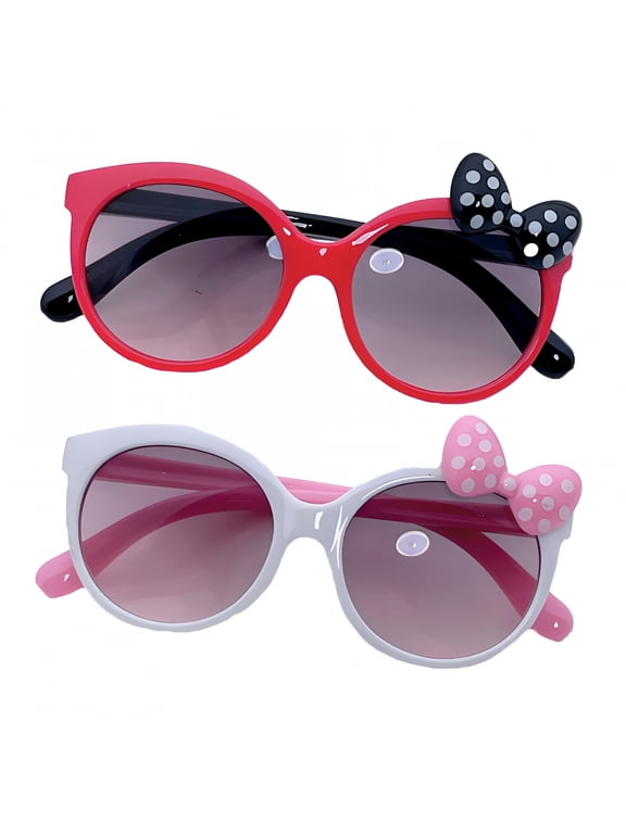2Pcs Toddler Sunglasses,Feather-Light Construction Toddler Sunglasses Age 2-4,Cartoon-Inspired Look Kids Sunglasses,UV400 Protection,Style2