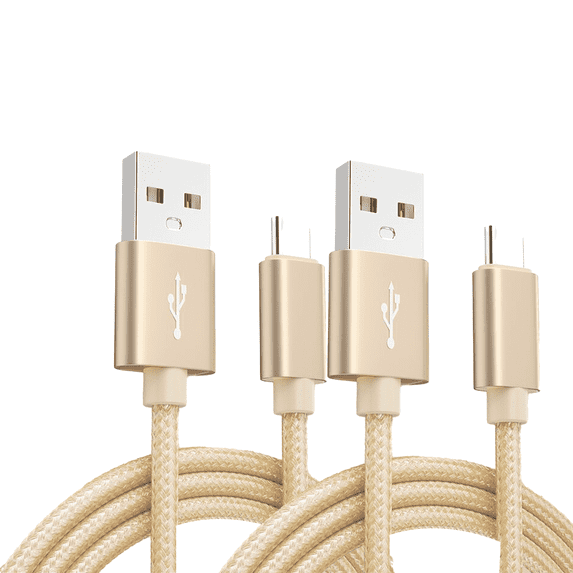 GJX 2Pcs USB Cable Break-Resistant USB Type C Cable,Micro USB Cable with Data Transfer,Gold,3ft