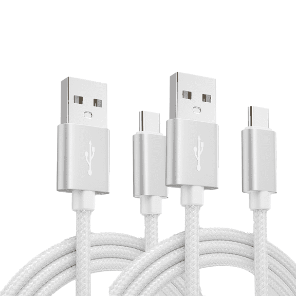 GJX 2Pcs USB Cable Break-Resistant USB Type C Cable,Micro USB Cable with Data Transfer,White,3ft