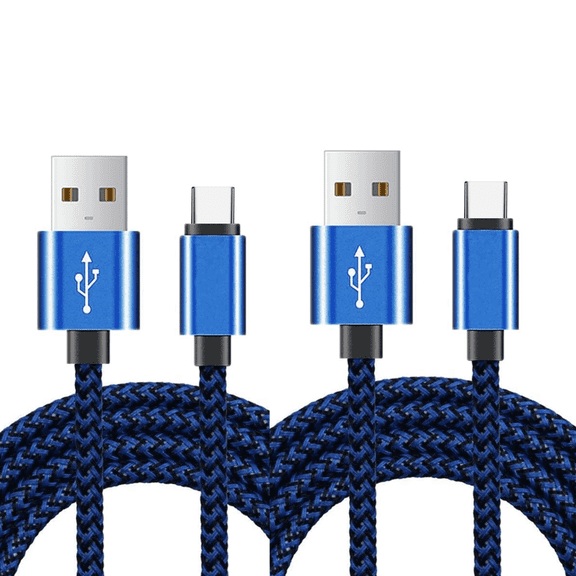 GJX 2Pcs USB Cable Fast Charging USB Type C Cable,Break-Resistant Micro USB Cable with Data Transfer,Blue,9ft