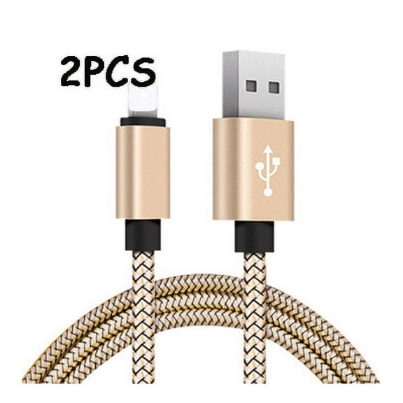 GJX 2Pcs USB Cable Nylon Braided Android Charger Cable,Super Fast Micro USB Cable for Samsung Galaxy S7 Edge S6 S5,Gold,9ft