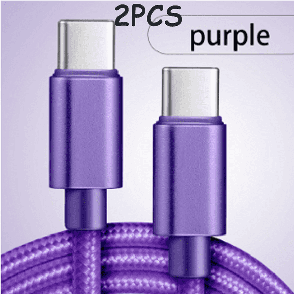 GJX 2Pcs USB Cable Super Fast Charging Android Charger Cable,Nylon Braided USB C to Type C Micro USB Cable,Purple,3ft
