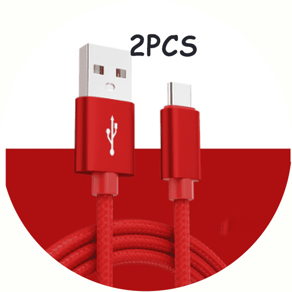 GJX 2Pcs Usb Cable,Reinforced Connector Micro Usb Cable,Heat-Resistant Charging Android Charger Cable,Red,2Ft