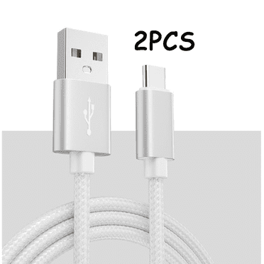 GJX 2Pcs USB Cable Super Fast Charging Android Charger Cable,Nylon Braided USB Type C Cable Micro USB Cable with Data Transfer Capability,White,3ft