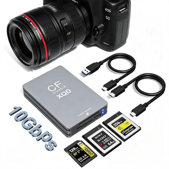 GJX 3 in 1 Cfexpress Type B & Xqd & Sd Card Reader 10Gbps Usb3.1 Gen2,Aluminum Typ B Cfexpress Adapter Camera External Memory Card Reader Support Windows/Mac Os/Linux/Android