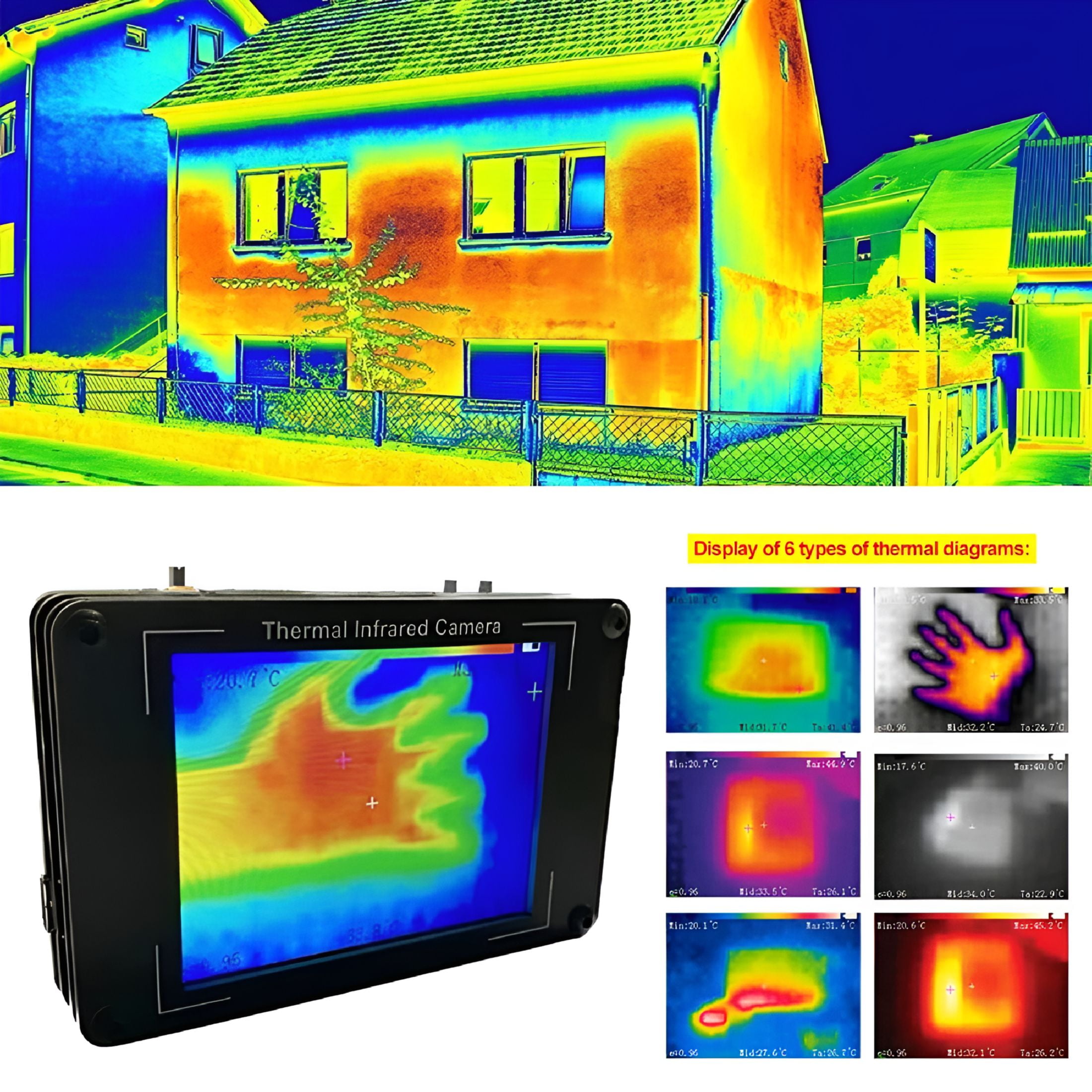GJX 3.2Inch LCD Infrared Thermal Imager Sensor Thermometer Thermal Imaging Camera Handheld Multi-function Thermal Imager