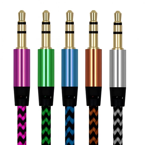 GJX 3.5Mm Nylon Braided Aux Cable(3.3Ft/1M Hi-Fi Sound)Audio Auxiliary Input Adapter Male to Male Aux Cord for Headphones,Car,Home Stereos,Speaker,Echo&More