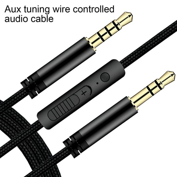 GJX 3.5mm Audio Cable with Inline Volume Control and Mic, Gold Plated AUX Cord Male to Male, Braided Stereo Speaker Wire for Headphones, Car, PC, 47 Inch