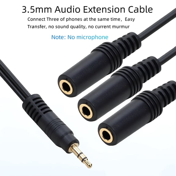 GJX 3.5mm Audio Splitter Cable, 1 Male to 3 Female Headphone Y Adapter, Gold Plated Stereo Music Sharing