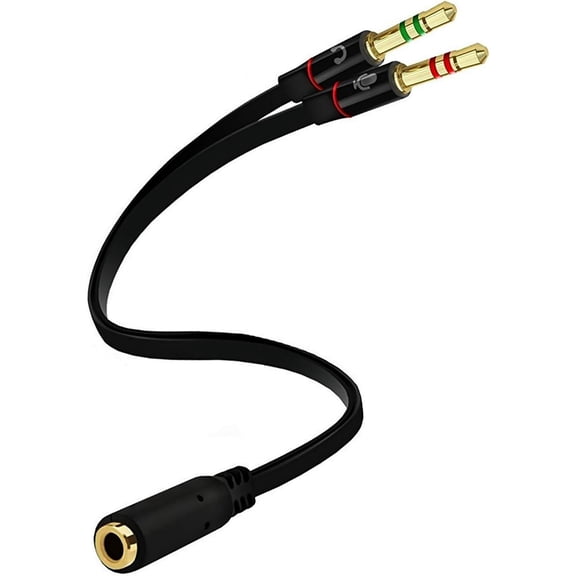GJX 3.5mm Headphone Splitter for PC, 1 Female to 2 Male Audio Mic Y Cable, Headset Adapter for Laptop Computer, Gold Plated Aux Splitter 1 in 2 Out for Skype, Gaming, Stereo Headphones