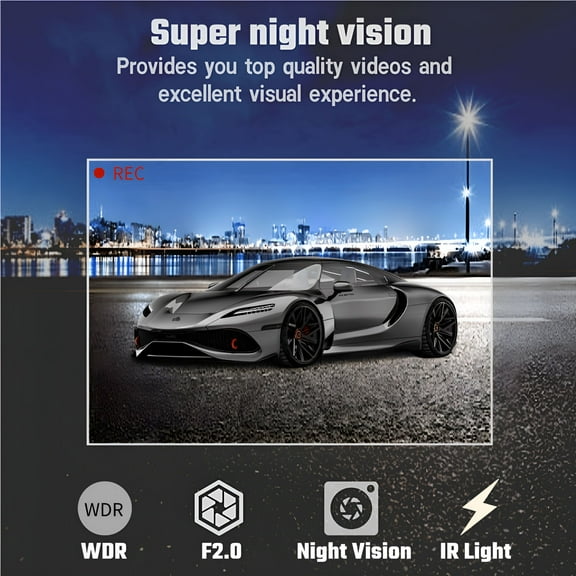 GJX 3 Channel Dual Dashcam Front and Rear 4K/2K+1080P Full HD with WiFi WDR Night Vision Parking Mode for Daily Commute,Long Trip,Safety Recording,Parking Monitoring