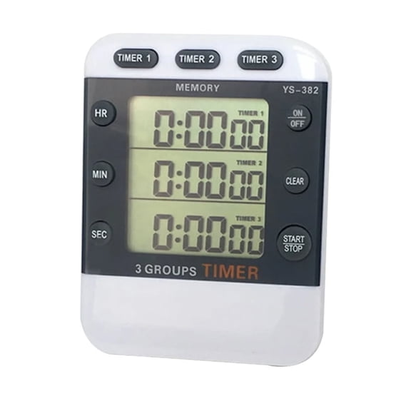 GJX 3 Channel Simultaneous Timing Count Up/Down Timer with Magnet and Back Clip for Sports, Cooking, Workouts, Meetings, Classroom Activities, Lab Experiments, Multitasking Environments