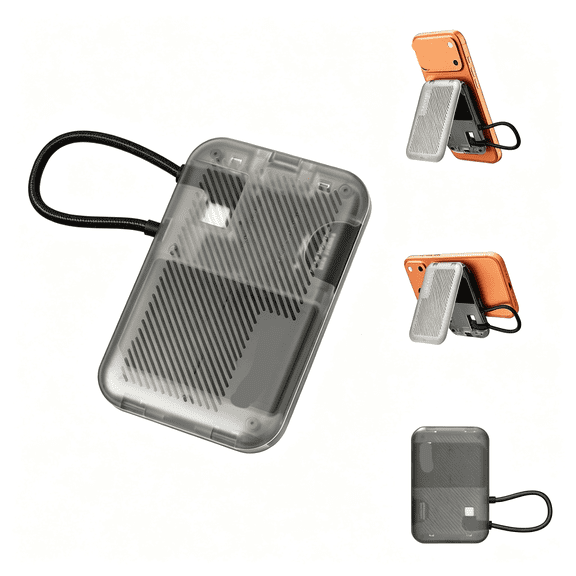 GJX 3-In-1 Portable Sd Card Reader - Micro Sd Card Reader with Magnetic Phone Stand,Usb C,Holds 7 Cards,Graphene Cooling,Ultra Compact for Iphone & Android