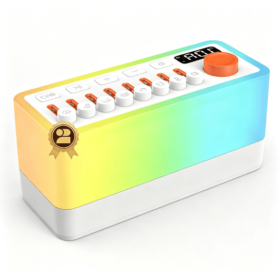 GJX 3-In-1 Sleep Sound Machine with 8 Mixable Nature Sounds,Portable Bluetooth Speaker&12-Color Night Light,White Noise,Sleep Timer&Breathing Exercises for Babies,Kids,And Adults