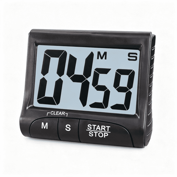GJX 3" Large Display Kitchen Timer-Digital Timer Magnetic Back Loud Alarm on a Rope- Black Cooking Timers for Kitchen Teachers Students Games Kids Meetings -Sports Timers for Workouts Exercise