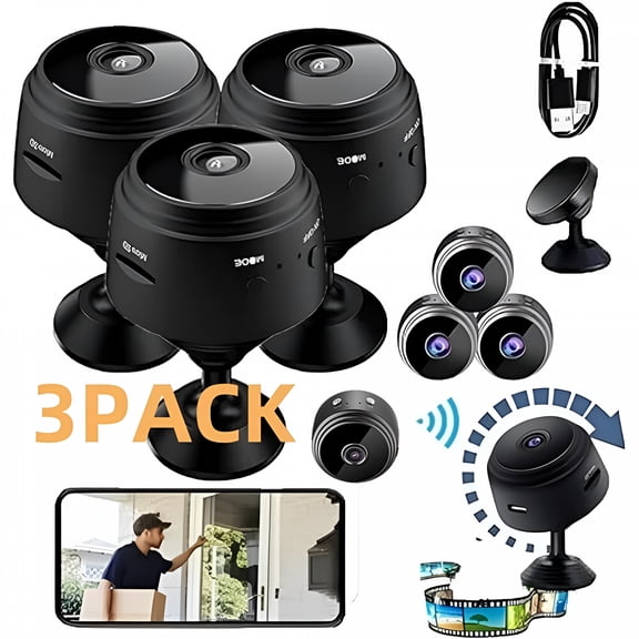 GJX 3-Pack 1080P Hd Wireless Security Camera Set Wifi Cameras with Infrared Night Vision,Motion Detection,and Loop Recording