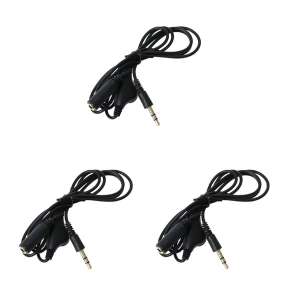 GJX 3-Pack 3.5mm Audio Extension Cable with Volume Control, 3.3ft Stereo Headphone and Speaker Cord, Male to Female Aux Wire