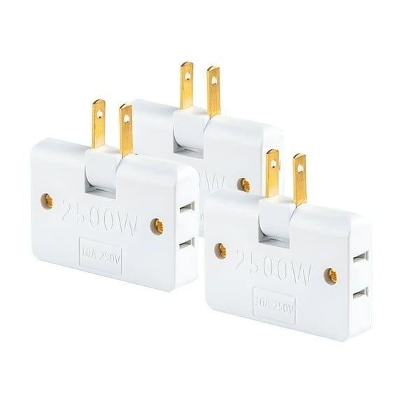 GJX 3 Pack 3 Way Flat Wall Outlet Extender, Portable Swivel Wall Tap Plug Adapter with 180 Degree Rotating Design for Home and Office