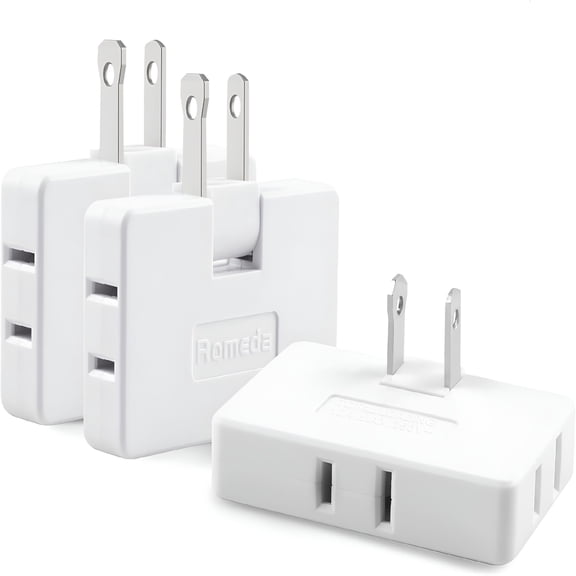 GJX 3 Pack AC Flat Wall Outlet Extender Flat Plug Adapter Outlet,Fold-Able 3 Way Wall Adapter Plug for Home and Travel (Black)