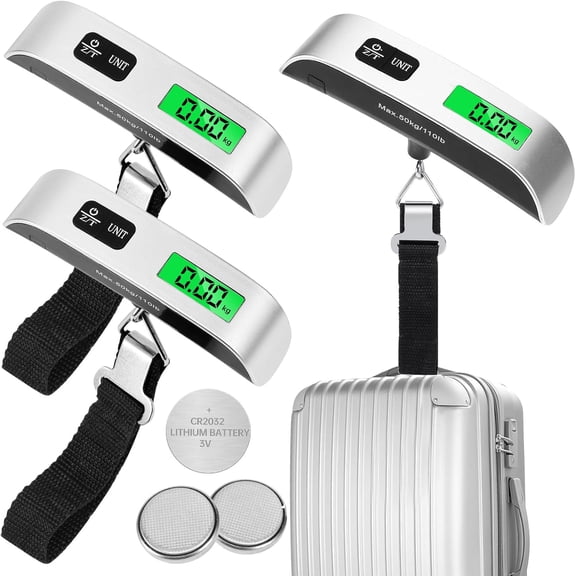GJX 3 Pack Digital Luggage Scale,Luggage Weight Scale,110Lb Baggage Scale with Backlit Lcd Display,Portable Hanging Baggage Scale,Suitcase Weight Scale with Hook for Travel Home
