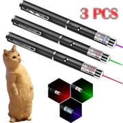 GJX 3-Pack Laser Pointer Pen Set, Multi-Purpose Red Green Purple Cat Toys, 650nm 1mW Presentation Pointer for Meetings