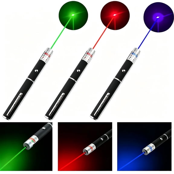 GJX 3 Pack Laser Pointer Set, Red Green Blue Visible Beam Whip Pointers