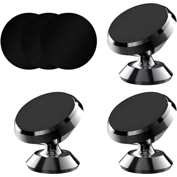 GJX 3 Pack Magnetic Phone Car Mount with Metal Plates, Stick-On Cell Phone Holder for Dashboard, Hands-Free Strong Adhesive Magnetic Car Phone Mount