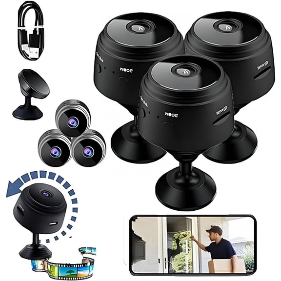 GJX 3 Pcs Magnetic Mini Security Camera, Security Camera, Drop Swiftly Security Cameras, Mini 1080p HD Wireless Magnetic Security Camera, Night Vision Motion Detection