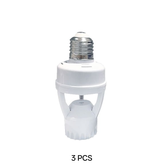 GJX 3 Pcs Motion Sensor Light Socket Smart Screw in Light Bulb Outlet Compatible with e27 Motion Activated Bulb Holder Adapter Automatic Control for Porch Garage Storage Room (White)