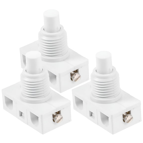 GJX 3 Pcs Push Button Switch Push Button Light Switch Household Push Button Self-locking Push Button Switch Foot Pedal Small Switch Round Step on White ABS Copper