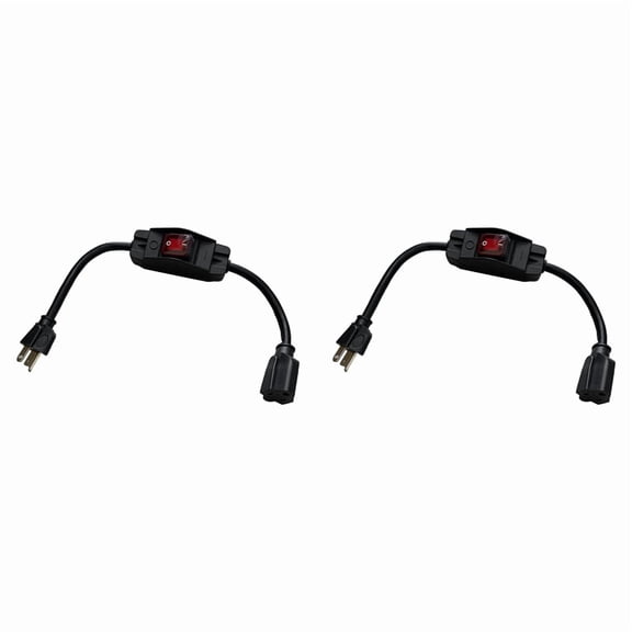 GJX 3 Prong Extension Cord with Waterproof Switch,1875W Heavy Duty Extension Cord with Switch,outdoor waterproof extension cord,14AWG 1.5FT,2 Pack US Plug