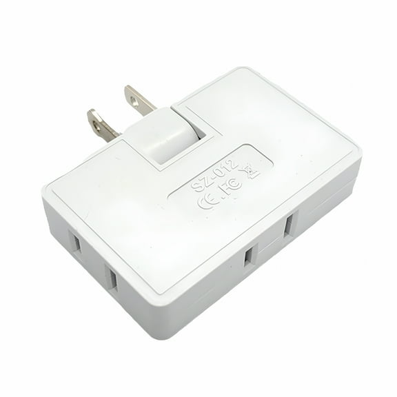 GJX 3-Way Wall Outlet Extender, 180-Degree Rotating Flat Plug Adapter, 2500W Electrical Multi-Outlet Tap with Pure Copper Conductor for Home and Office