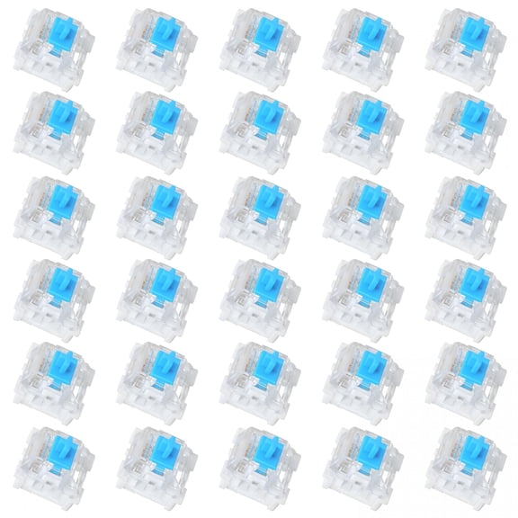 GJX 30 Pack Blue Mechanical Keyboard Switches, 3-Pin Pre-Lubed Clicky Key Switches, Dustproof Gaming Keyboard Accessories