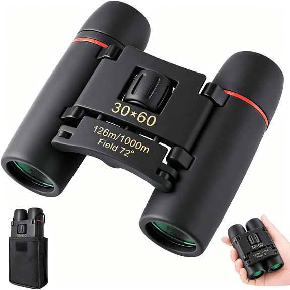 GJX 30x60 Mini Compact Binoculars for Adults and Kids, HD Pocket Portable Folding Binoculars, Lightweight Easy Focus for Bird Watching, Concert, Travel, Hiking and Outdoor Sports