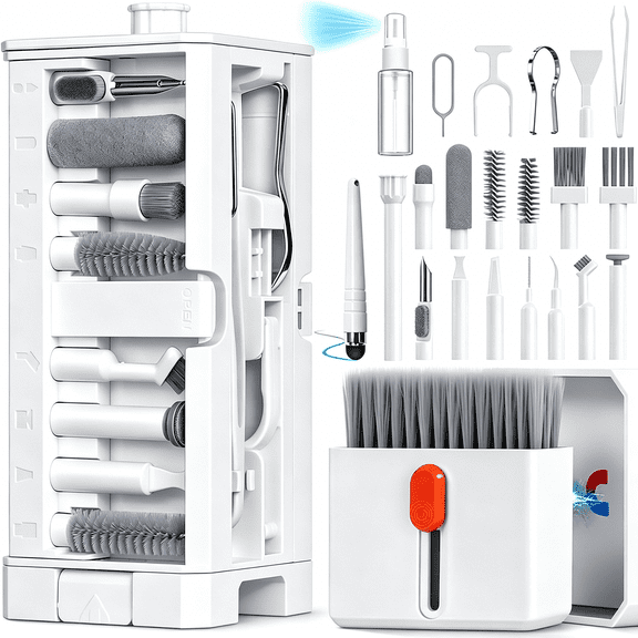 GJX 32 in 1 Cell Phone Cleaning Kit with Charging Port Cleaner,Stylus Pen,Sim Tool,Keyboard Brush,Speaker Brush,Electronic Cleaning Kit for Airpods,Ipad,Keyboard,Macbook,Earbud,Camera Lens