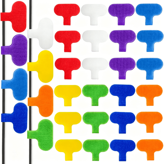 GJX 32 Pcs Multi Color Durable Cable Labels with Writable Surface,Waterproof Wire Labels for Electronics Organization,Computer & Industrial Cable Management,1.5" X 0.63" Cord Tags (8 Colors)