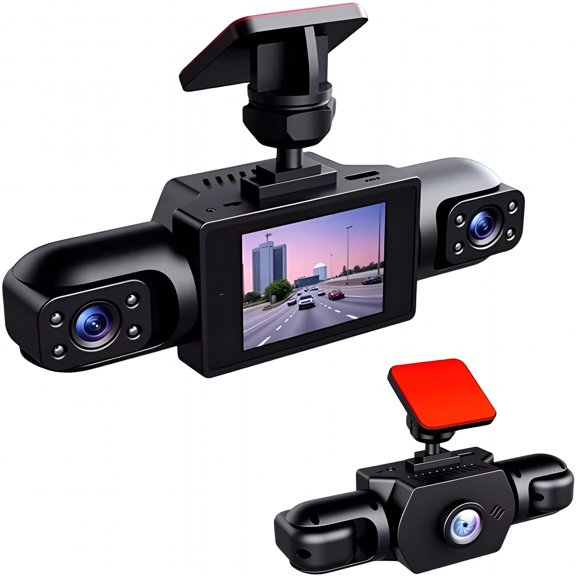 GJX 360 Full View Car Dash Camera,Night Vision Dash Cam with G-Sensor,Dual Lens Dash Cam for Family Users
