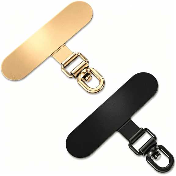 GJX 360 Rotating Phone Tether Tab & Lanyard Connector, 44lbs Stainless Steel Phone Clip, Universal Swivel Adapter for Straps, No-Adhesive Case Insert (Champagne Gold + Black)