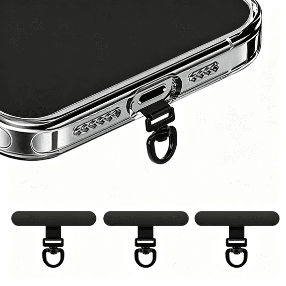 GJX 360 Rotating Stainless Steel Phone Tether Tab (3-Pack) - Universal for Iphone & Other Phones (Fits Wristbandsnecklacescrossbody Straps), Durable Phone Tether