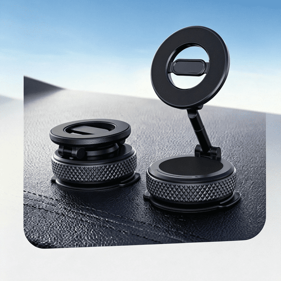 GJX 360Rotating Vacuum Magnetic Car Phone Holder-Strong Suction Cup Windshield&Window Mount for Iphone&All Phones-Hands-Free Driving Navigation Bracket Includes Magnetic Ring