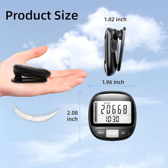 GJX 3D Pedometer Step Counter, Digital Walking Tracker with Large Display, Records Steps, Miles, Calories, 7-Day Memory, Clip-On Activity Tracker for Men, Women, Seniors