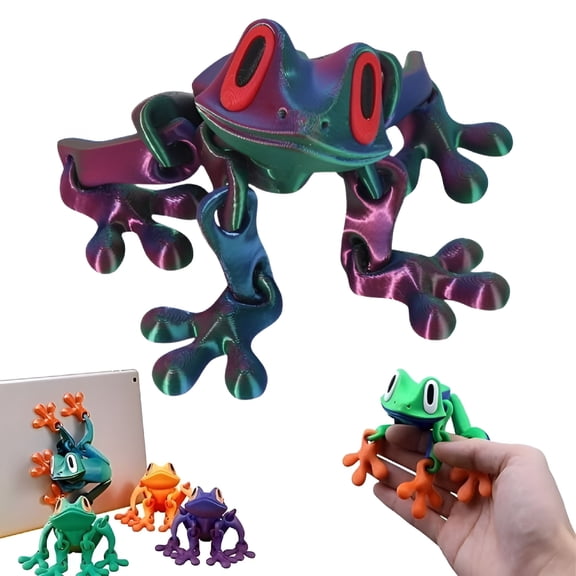 GJX 3D Printed Magnet Frog Toy,Funny Magnetic Frogs Refrigerator Magnet,Creative Articulated Poseable Frog Decor for Fridge & Metal Surfaces (Vermilion,L)