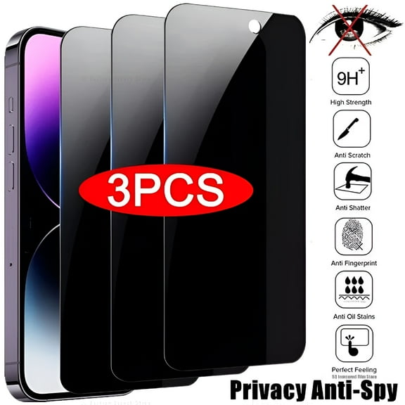 GJX 3PCS Privacy Screen Protector for iPhone 14 PRO MAX Anti-Spy Glass for iPhone 13 12 11 XS Max XR 7 8 Plus SE 2022 Tempered Glass