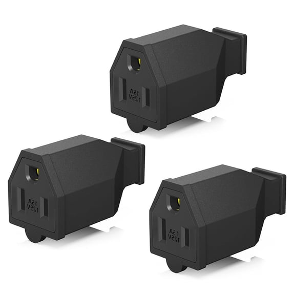 GJX 3Pack Straight Blade Plug,2 Pole 3 Wire 125V 15A Grounding Plug Female Extension Cord Ends Replacement Electrical Plugs Connectors End Black