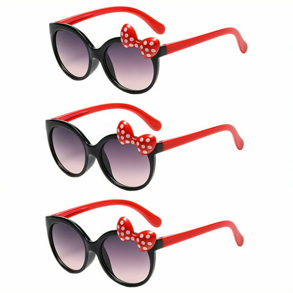 GJX 3Pcs Baby Sunglasses,Bowknot Little Princess Shape Toddler Sunglasses Age 2-4,Cartoon Cute Style Infant Sunglasses,Black