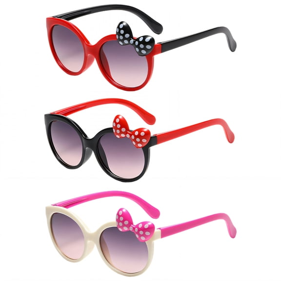 HBMYN 3Pcs Kids Sunglasses,Cute Bow Girl Sunglasses,UV400 Protection Cartoon Sun Glasses,Style4