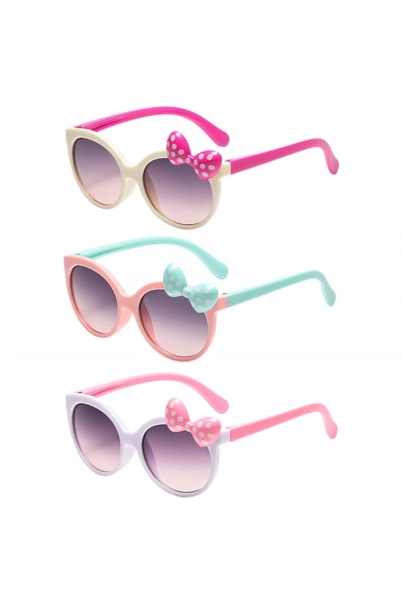 3Pcs Kid Sunglasses,Cute Sunglasses for Girls,UV400 Protection PC Toddler Sun Glasses，Style2