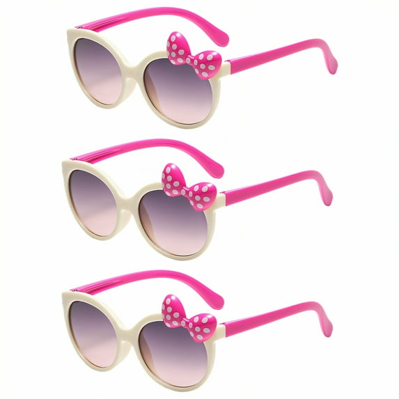 GJX 3Pcs Baby Sunglasses,Cartoon Cute Style Toddler Sunglasses Age 2-4,Lightweight and Non-Pressing on the Nose Infant Sunglasses,Beige