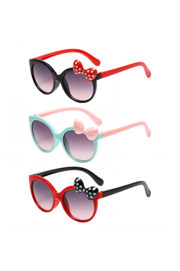 3Pcs Baby Sunglasses,Lightweight and Non-Pressing on the Nose Toddler Sunglasses Age 2-4,Cartoon Cute Style Infant Sunglasses,Style1